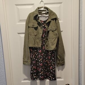 Knitworks Olive Cropped Utility Jean Jacket